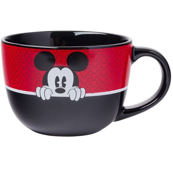 Disney Silver Buffalo Mickey Mouse Pie Eye Big Smile Ceramic Soup Mug, 24 Ounces - Picture 2 of 14